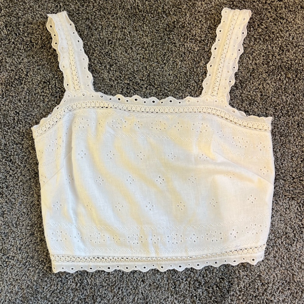 Abercrombie & Fitch Linen-Blend Tie-Back Squareneck Top